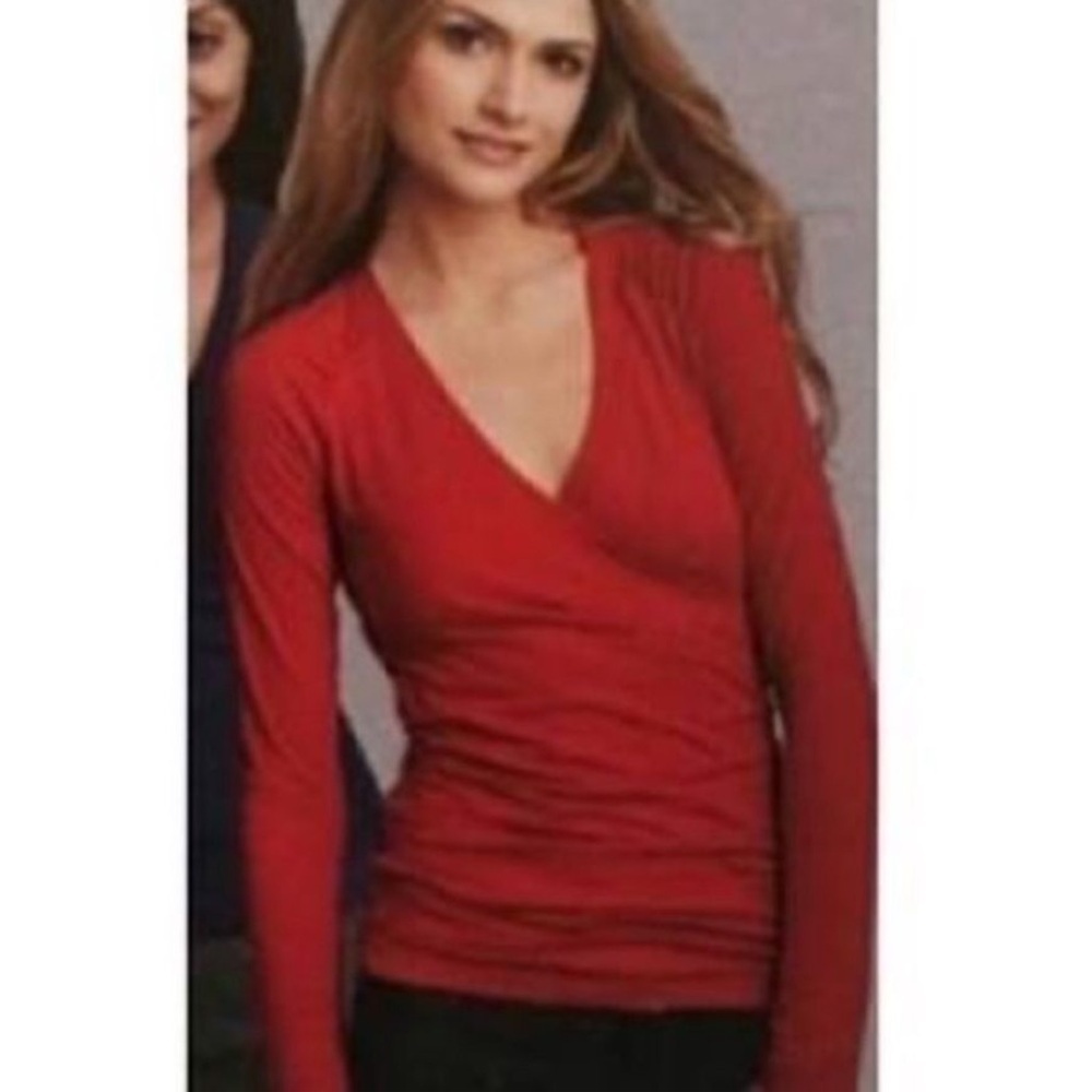 Cabi Angora Blend Red Wrap Sweater Cardigan Buttons Office Casual Women